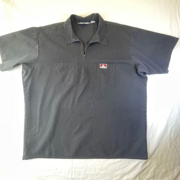 Vintage Ben Davis Black Work Shirt Made in USA  3XL 1/4 zip pullover - Picture 1 of 8
